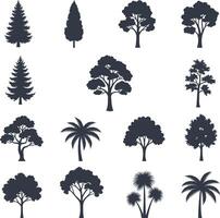 Complete Tree Silhouette Pack Architectural Line Art of Various Tree Types for Planning and Illustration vector