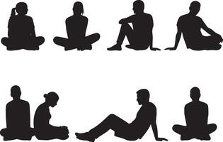 Seated People in Minimal Hand Drawn Style Illustrations for Architectural Layouts Floor Plans CAD Designs and Urban Presentation Concepts vector