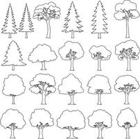 Silhouettes of Trees Palm, Conifer, and Deciduous Tree Graphics for Landscape Design and Architecture vector