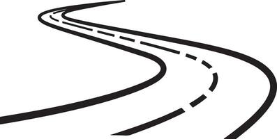 top-down view of simple curved road isolated on transparent background, minimal winding highway design for navigation, digital maps, and transport planning visuals vector