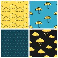 A collection of seamless patterns with weather-related themes. Perfect for digital backgrounds, wallpapers, posters, websites, invitations, and more. vector