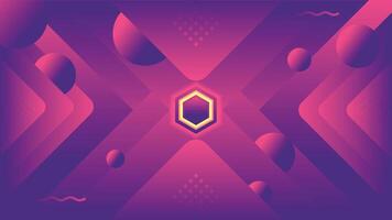 Abstract background with triangles dots hexagonal in the center,purple,yellow,orange color vector