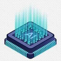 Isometric artificial intelligence chip concept. Artificial intelligence concept. Futuristic microchip processor, vector