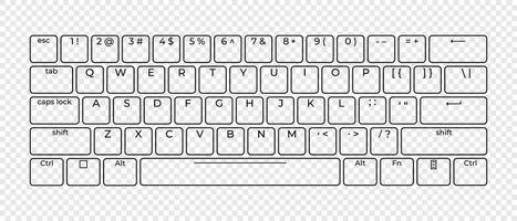Computer keyboard button layout template with letters. Modern computer keyboard. illustration. vector
