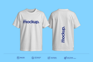 Custom White TShirt Mockup Front and Back View psd