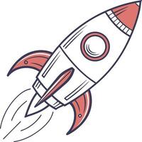 rocket spaceship flying icon for science launch space travel and future exploration vector