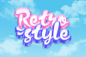 Retro Style 3D Glossy Text Effect psd