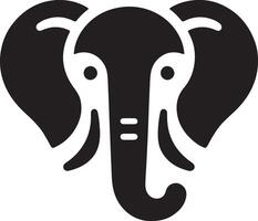 A graphic illustration of an elephant head with large ears in black and white color vector