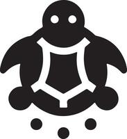 A black and white graphic of a turtle with geometric shapes on its shell design art vector