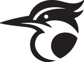A minimalist black and white illustration of a bird head with a sharp beak design vector