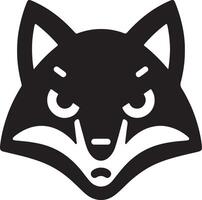 A stylized black and white fox head with an angry expression on a white background vector