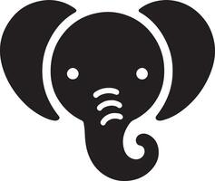 A simple black and white illustration of an elephant head with large round ears vector