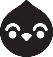 A stylized black bird face with white eyes and beak on a white background design vector