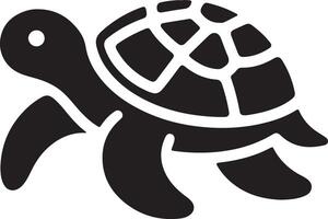 A simple black and white illustration of a turtle with patterned shell on white background vector