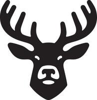A stylized black deer head with antlers on a white background in a minimalist style vector