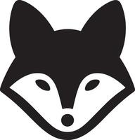 A stylized black and white fox head with pointed ears and a round nose on white background vector