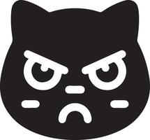 A black cat head icon with an angry expression on a white background illustration vector