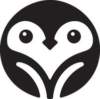 Stylized black and white penguin logo design with a circular shape on white background vector