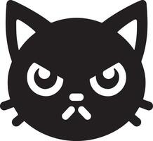 A black cat with an angry expression and white facial features on a white background vector