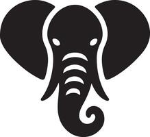 A stylized black elephant head with large ears and a curled trunk on a white background vector