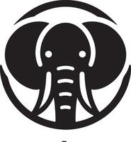 A stylized black and white elephant logo inside a circle with rounded shapes design vector