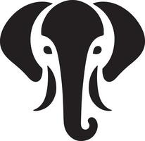 A stylized black and white elephant head with large ears and a curled trunk design vector