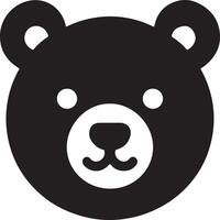 A simple black and white graphic of a bear face with round ears and a cute nose vector