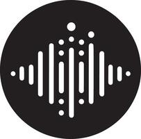 Black circle with white sound wave pattern and dots on a white background art vector
