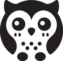 Simple black and white owl illustration with dots and circles on a white background vector