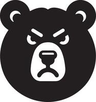 Stylized black bear head with angry expression on a white background design vector
