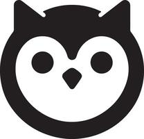 A simple black and white owl logo with round eyes and pointy ears on a white background vector