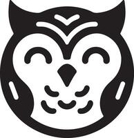 A stylized black and white owl face with curved elements on a white background vector