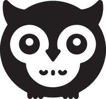 A stylized black and white owl with large eyes and small beak on a white background vector