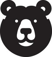 A simple black and white illustration of a bear's face with a friendly expression vector