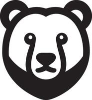 A simple black and white illustration of a bear head with a minimalist design style vector