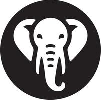 An illustration of an elephant head inside a black circle on a white background vector