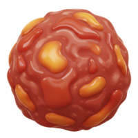 Abstract 3d render of a round red and yellow blob with shiny liquids and textures png