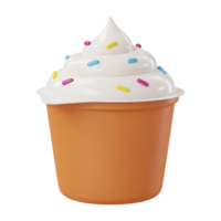 3d rendered illustration of a decorated dessert cup with colorful sprinkles and whipped cream png