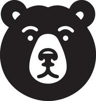 A simple black and white illustration of a bear head with a white background image vector