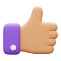 3d render of a thumb up gesture representing like approval and positive agreement png