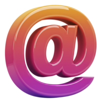 Glossy 3d illustration of an email sign with gradient color scheme and reflections png