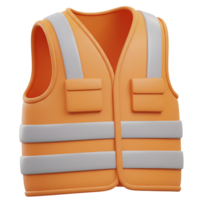 3d render of an orange construction safety vest with reflective stripes and pockets png