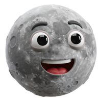 Cheerful cartoon character depicting the surface of the moon with a big smile png