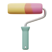 Colorful 3d render of a paint roller tool illustrating home improvement and painting png