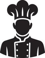 Silhouette of a chef wearing a chef's hat and uniform with white background art vector
