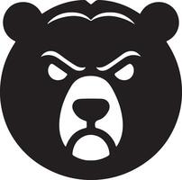 An angry bear head in black and white with a menacing expression on a white background vector