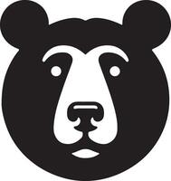 A stylized black and white illustration of a bear head with a simple design style vector