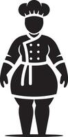 Silhouette illustration of a female chef in uniform with a toque on a white background vector