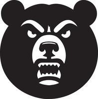 A stylized black bear head with white facial markings and an aggressive expression vector
