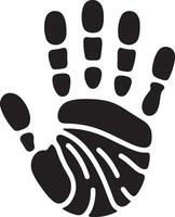 A black and white illustration of a handprint with curved lines inside the palm on a white background vector
